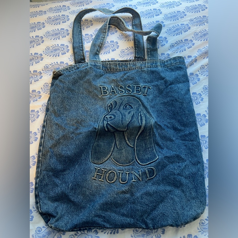 Basset Hound Large Denim Tote